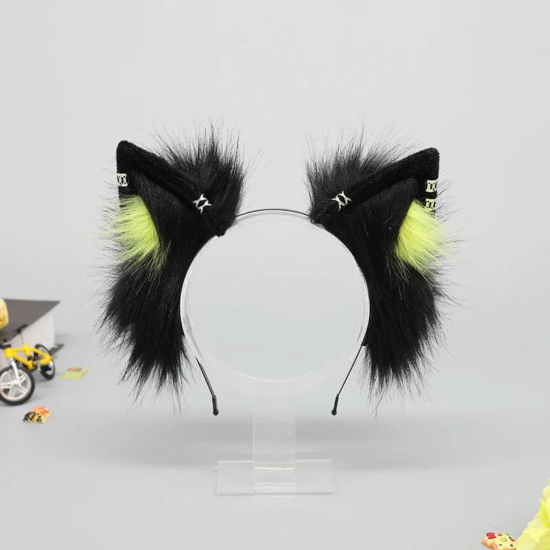 New Lolita Faux Fur Cat Ear Headband Anime Costume Plush Hair Hoop for Music Festival Halloween Accessories Party Cosplay Props