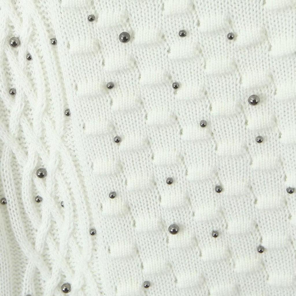 2024 Autumn Women's European & American Style Beaded Round Neck Sweater: Versatile, Fashionable & Casual