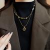 Light Luxury Collarbone Chain Senior Sense Sweater Chain Tiger's Eye Stone Beaded Necklace  Winter