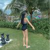 Source Retro Printing Splicing Muse Pure Desire Backless Size Chest Gathering Tight and Thin One-piece Swimsuit