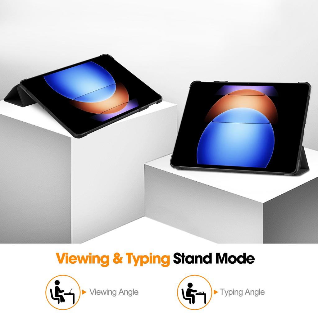 Кожаный чехол-подставка с тройным сгибом с функцией автопробуждения/сна для Xiaomi Pad 6S Pro 12.4