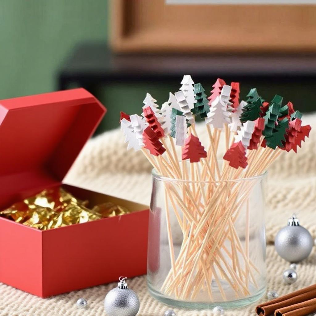 50 шт.-Рождественские бамбуковые шпажки для еды зубочистки Санта десертный буфет фруктовый салат рождественское украшение новогодние рождественские принадлежности для вечеринки