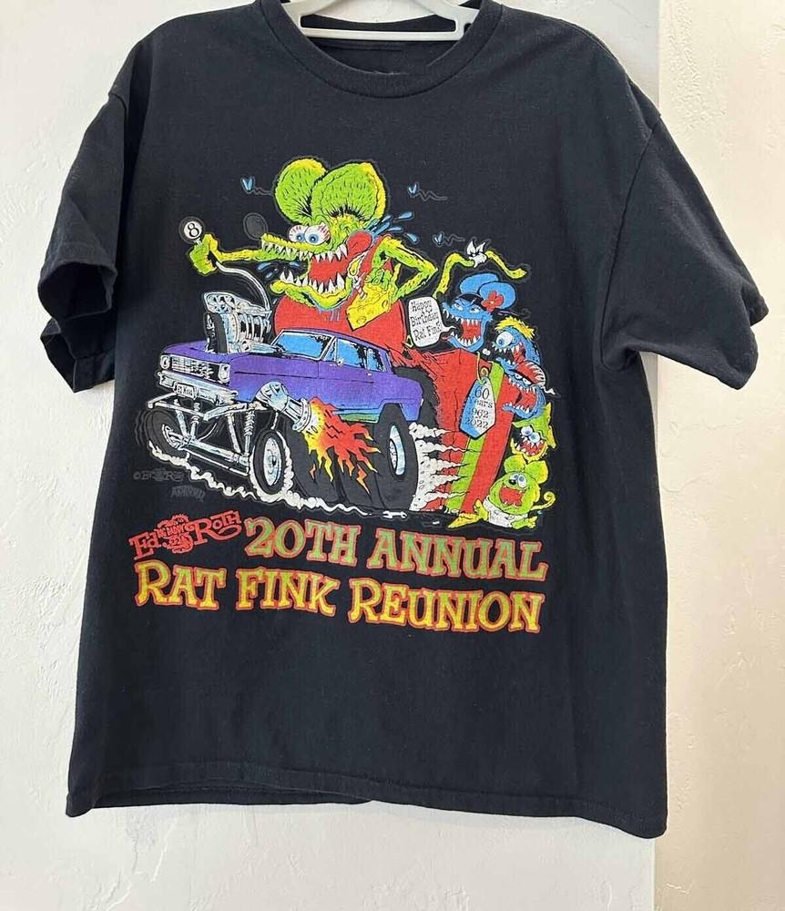 20-я ежегодная футболка-реюньон Rat Fink Черная Унисекс Смешная S-5XL 1G0211 Унисекс Футболка
