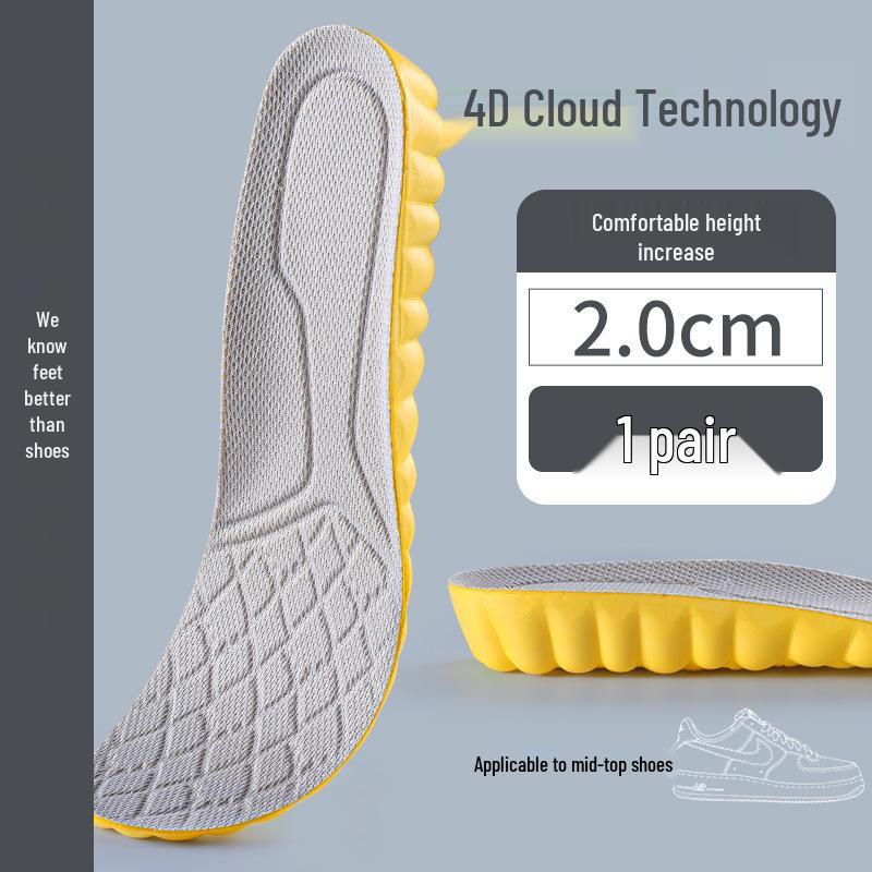 Unisex Odor-Resistant Shock-Absorbing Height-Increasing Insoles - Breathable & Invisible for Shoes and Boots