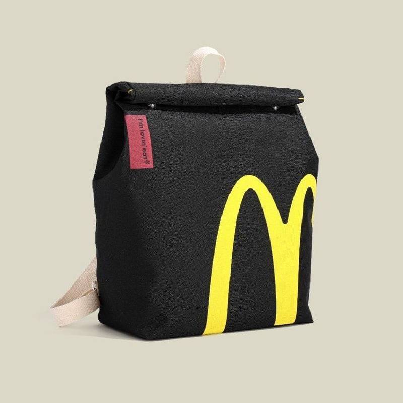Mcdonalds Letter Print Cotton Canvas Backpack For College Students With Durability And Inner Pocket