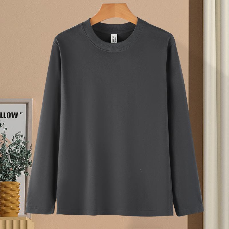 Zirunking Футболки унисекс, топы, футболки, однотонные топы, 100% хлопок, длинный рукав, уличная одежда, мягкие повседневные футболки, футболки с круглым вырезом SHUMIAN