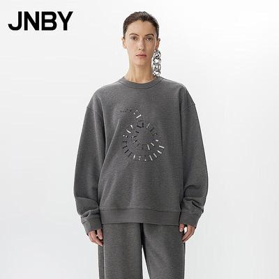JNBY Свободная толстовка с круглым вырезом и принтом животных, весна 2025