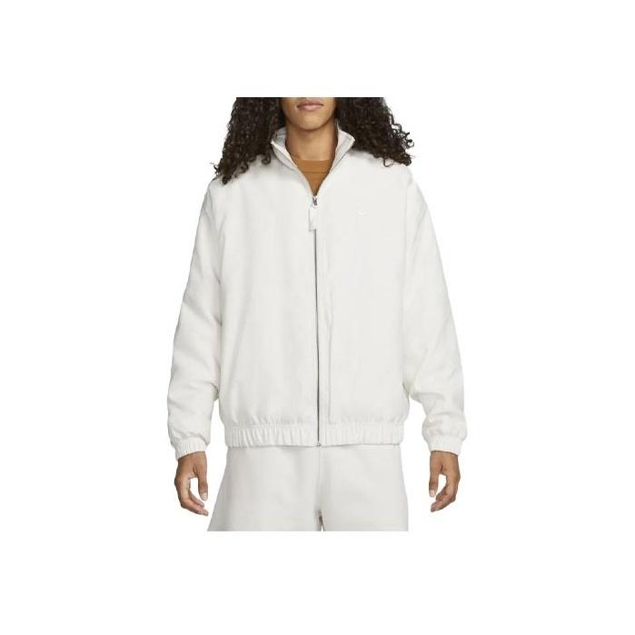 Nike Вышитый логотип, однотонный воротник-стойка, свободная укороченная хлопковая куртка, мужская верхняя одежда, серо-белый, DN1267-030