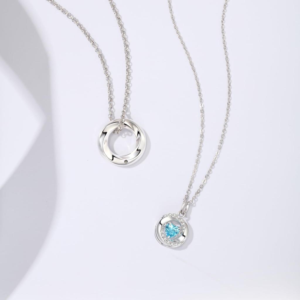 Парное ожерелье «Влюбись в мотив» Циркониевое ожерелье, набор из 2 унисекс серебряных S925 стерлингового серебра, парный рождественский подарок на годовщину