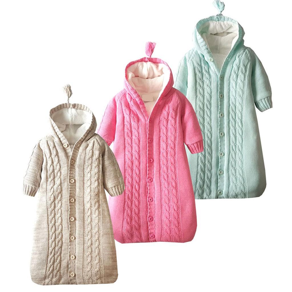 Infant Baby Boys Girls Knitting Sleeping Bag Swaddle Sleep Swaddle Muslin Wrap