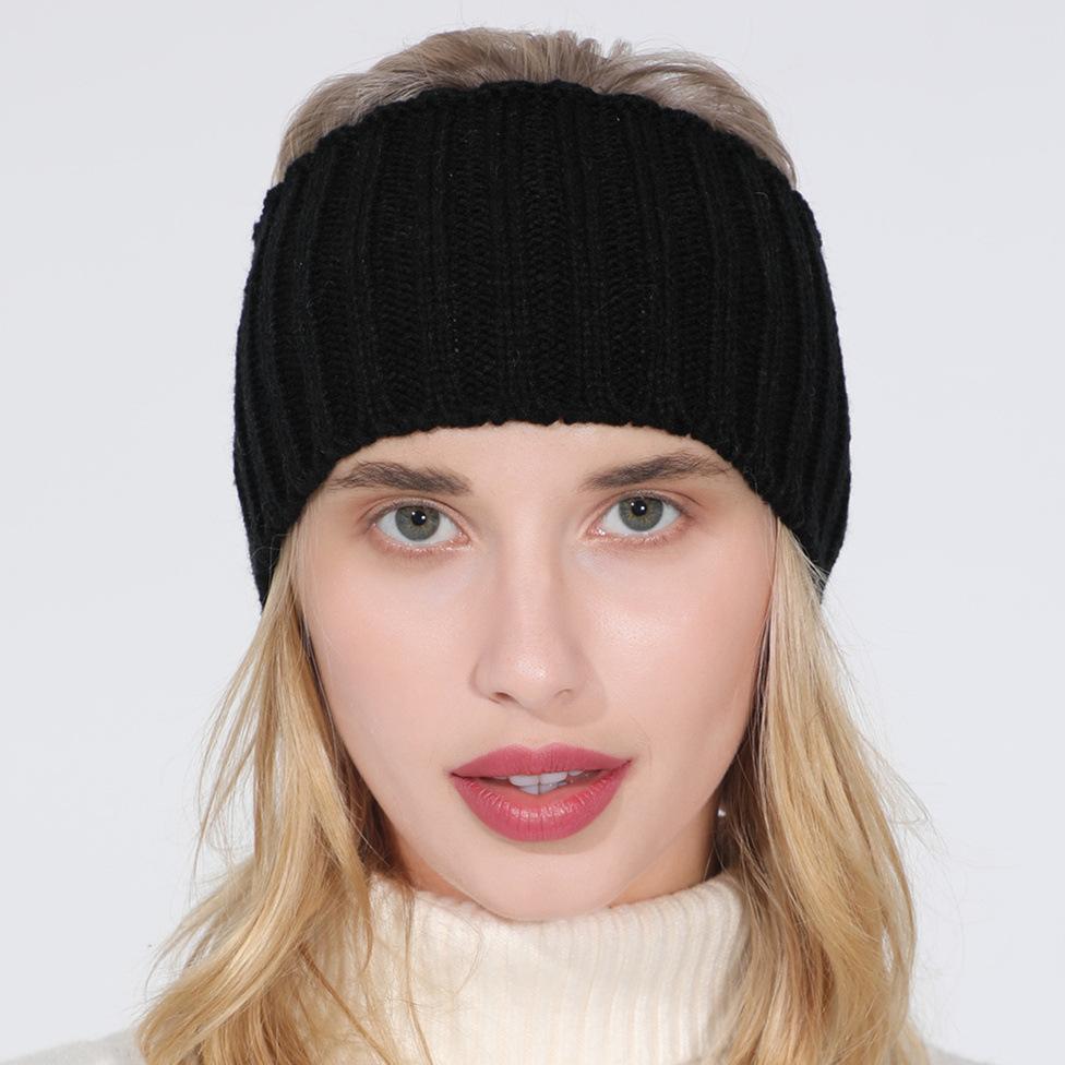 Women Autumn Winter Ponytail Beanie Hat Female Acrylic Stripe Knitted Hat Lady Stretch Crochet Winter Hat