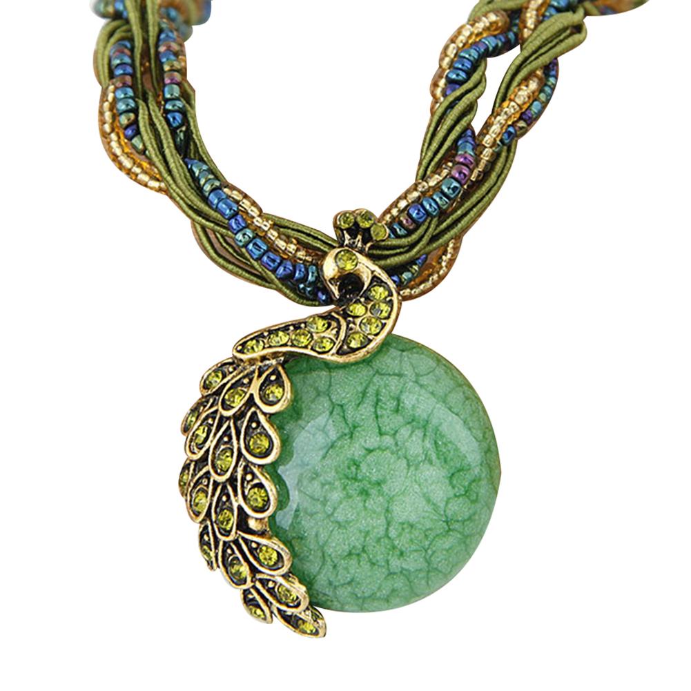 Peacock Necklace Gift Zricon Opal Bohemian Inlaid Pendant