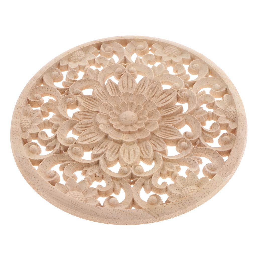 1 шт. Натуральный цветочный резной из дерева цветок круглый деревянный угловой аппликации поделки рама стена дверь мебель шкаф декоративная фигурка