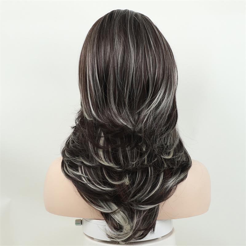 Длинные Кудрявые Синтетические Парики для Женщин Серый Парик из Натуральных Волос Женский Косплей Сексуальный Парик для Хэллоуина Подарки Парик для Пожилых