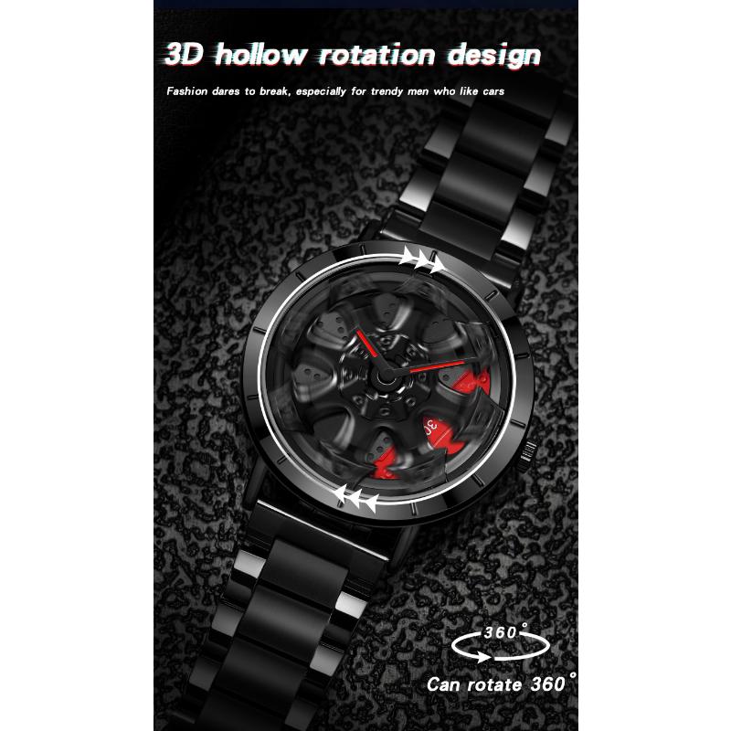 SANDA Часы со стальным ремнем, модные повседневные мужские часы с крутым циферблатом, кварцевые часы на колесе автомобиля