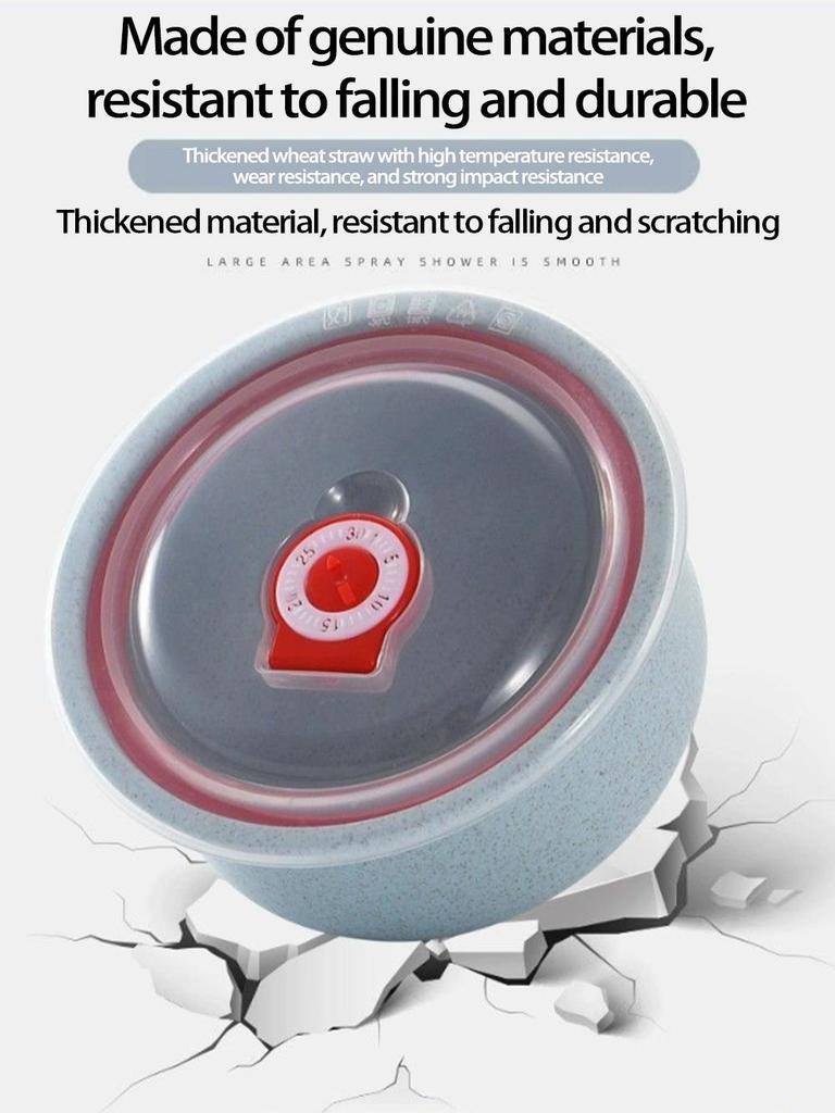 Eco-Friendly Wheat Straw Food Storage Bowl Set with Lids - 3 Pieces, Microwave Safe