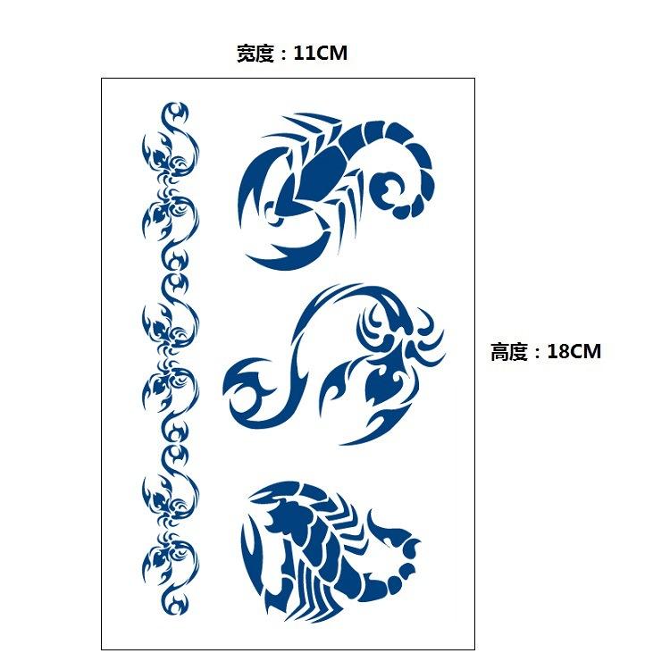 Постепенное изменение геометрический травяной сок лиса кит русалка имитация татуировки наклейка, переводная наклейка на воду