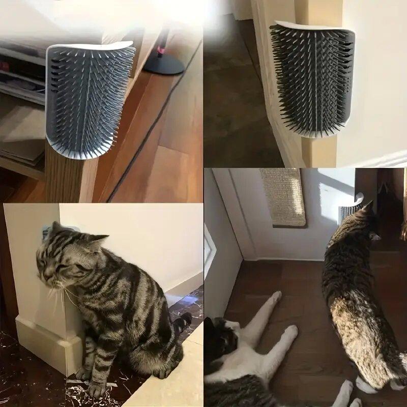 Simplicity Cat Scratching Device Wall Corner Pet Grooming Brush Space-saving Design Self-combing Brush Suitable For Cats And Dogs Durable Rubbing