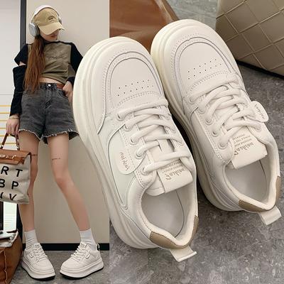 Женские кроссовки на толстой подошве, летние, новые, универсальные, маленькие, весенние и осенние, спортивные, повседневные, белые туфли