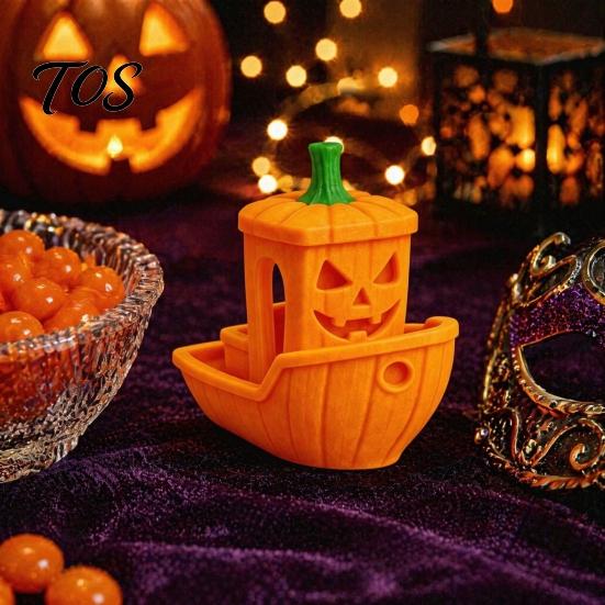 Reusable Halloween Decor 3D Printed Boat Figurine, Spooky Ghost Pumpkin Durable Ornament Ship Statue for Party Tabletop Home Cool Table Centerpiece