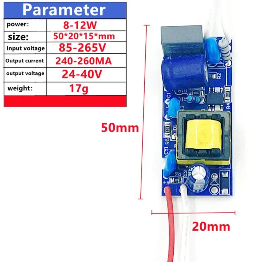 2-3 Вт, 3-5 Вт, 4-7 Вт, 8-12 Вт, 12-18 Вт, 25-36 Вт Источник питания светодиодного драйвера встроенный постоянный ток Освещение 85-265 В Выход 260 мА Трансформатор