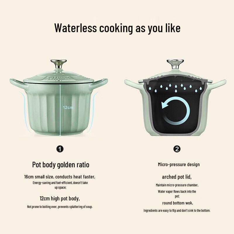 Buydeem 16cm Enamel Cast Iron Stew Pot