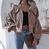 Lantern Long Sleeved Corduroy Short Jacket Women's Turndown Collar Casual Solid Color Jacket Simple Loose Commuting