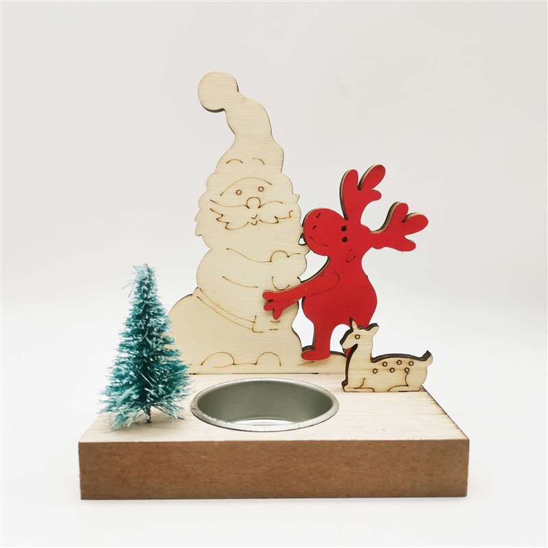 Рождественский деревянный подсвечник, деревянный Лось, Санта-подсвечник, украшение для дома, рабочего стола, украшение для окна, рождественский подарок