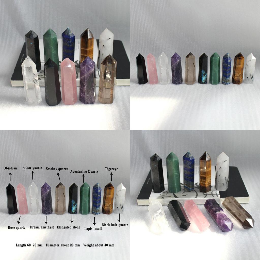 60 To 70mm Obelisk Hexagonal Wand Natural Quartz Crystal For Balance And Health
