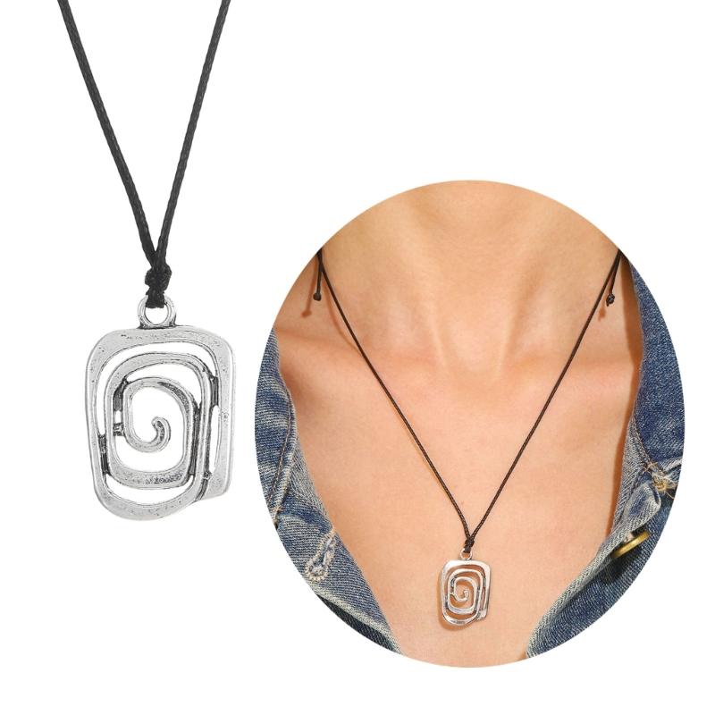 Гранж Стиль Чокер Ожерелье Ручной Работы Подвеска-Завиток Цепочка на Шею Регулируемый Шнур из ПУ Кожи Цепочка для Ключицы Украшение