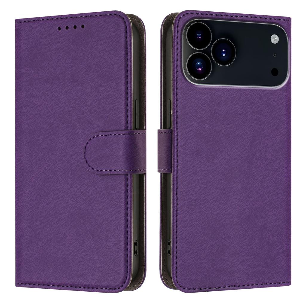 For iPhone 17 Pro Leather Case Solid Color Phone Cover with Wallet