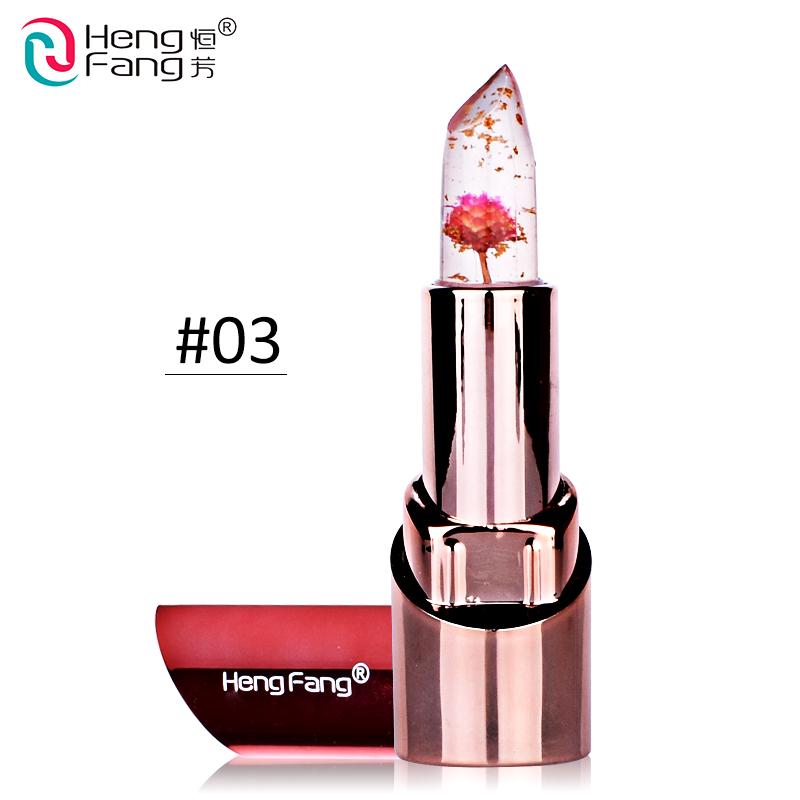 HengFang Gold Flower Lipstick 3 фруктовых вкуса Бальзам для губ с изменяющейся температурой 3,5 г