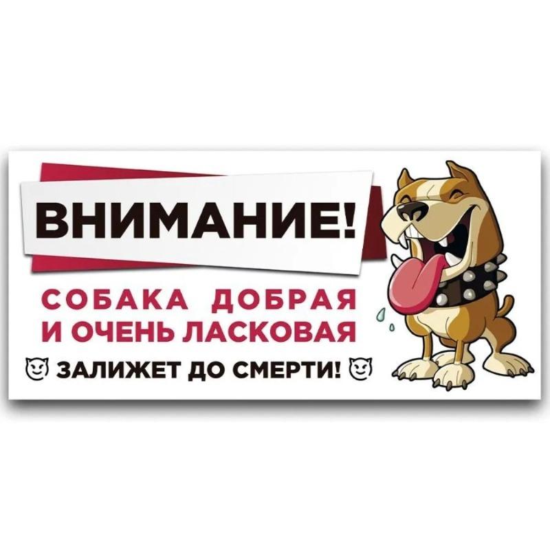 Осторожно, злая собака Металлическая табличка, Предупреждающая табличка на забор или дверь 30x15см