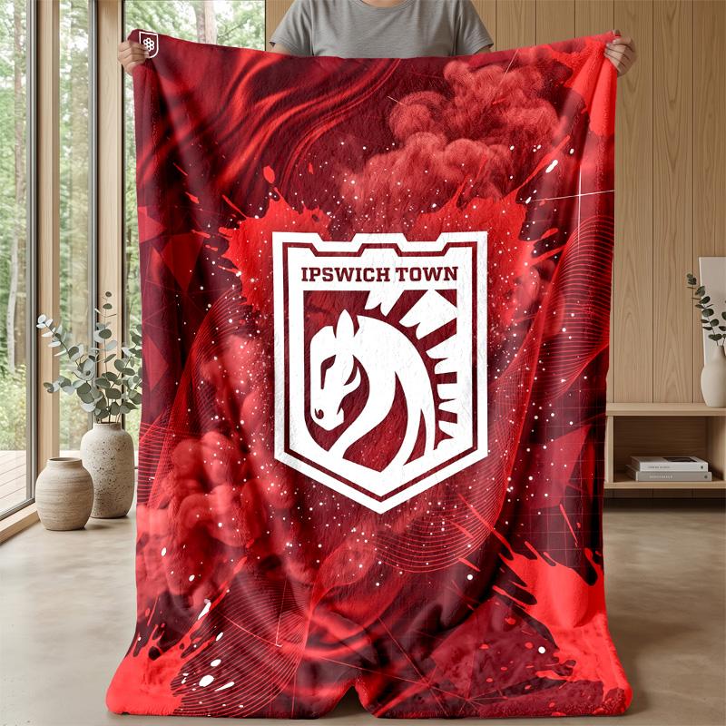 Ipswich Town Football Print Flannel Blanket, Soft Warm Lightweight Throw Blanket for Sofa Bed Camping