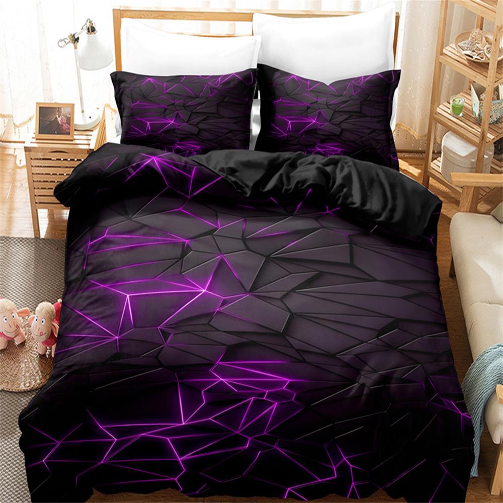 Постельный комплект сотовидный черный и красный с цифровой печатью - 1 пододеяльник + 2 наволочки (Нет подушки)