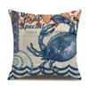 Linen Pillowcase Hand-painted Marine Cotton Linen Coral Seahorse Starfish Octopus Home Soft Furnishing Cushion Cover