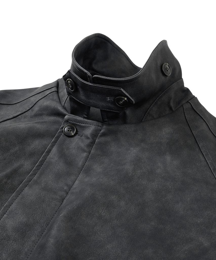 Ajobyajo [Pog:Service X Ajobyajo] Faded Panel Faux Leather Jacket [Black]