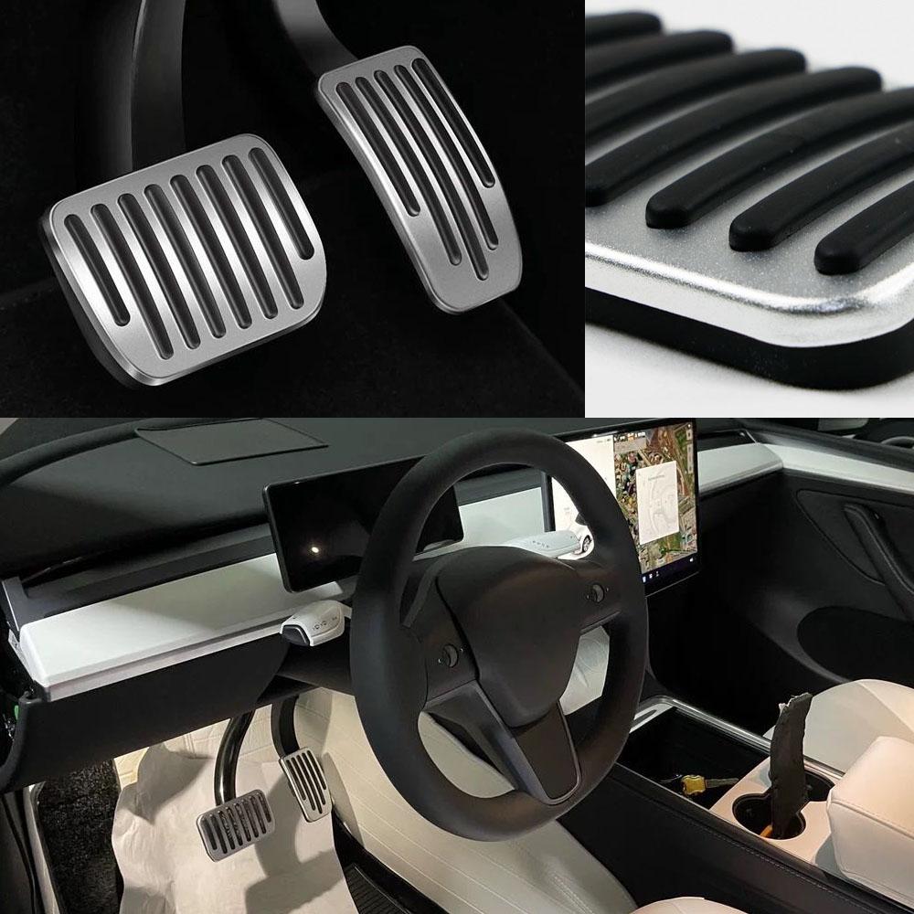 Противоскользящие накладки на педали из алюминия, противоскользящие крышки, аксессуары для Tesla Model 3