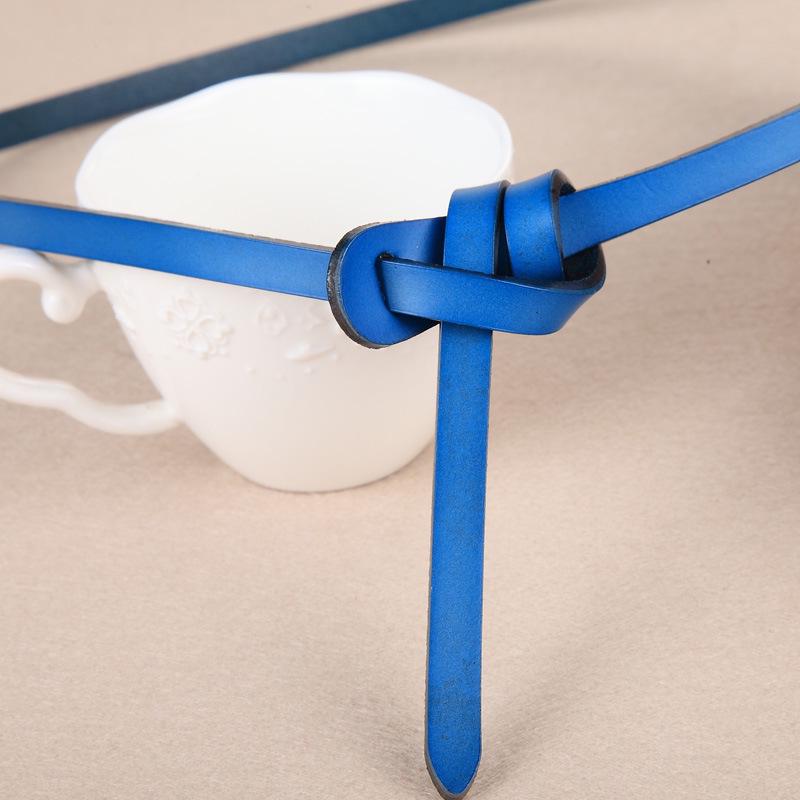 Plattichi Korean Retro Genuine Leather Ladies' Decorative Knotted Red Belt