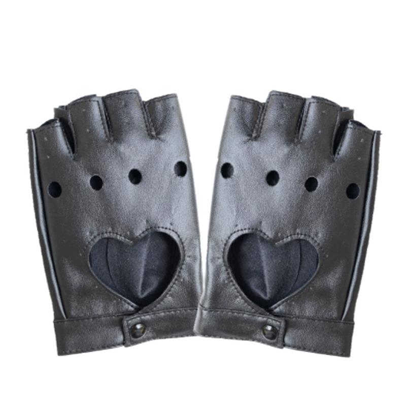 Fashion Half Finger Driving Women Comfortable Gloves PU Leather Fingerless Gloves For Women Black Red White Punk Glove