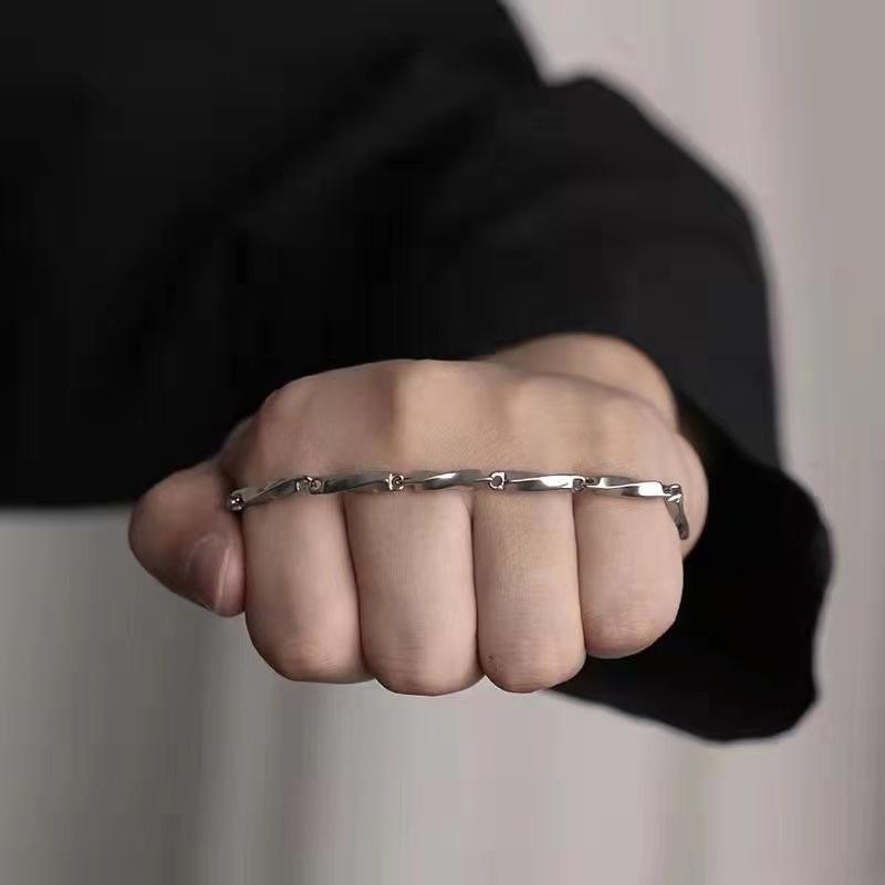 Витые браслеты-цепочки для мужчин, браслеты Mobius Links, геометрические простые базовые мужские украшения