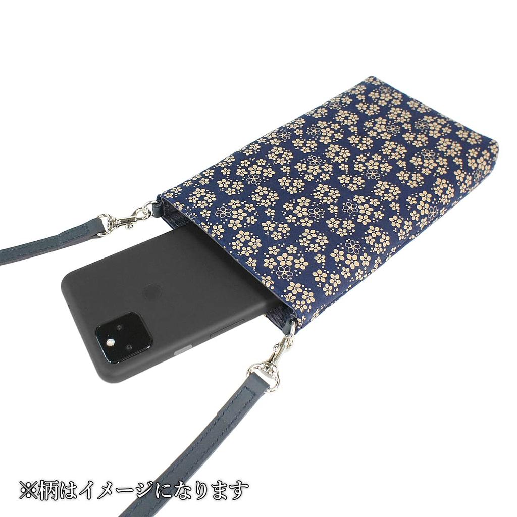 Indenya Inden Sacoche Smartphone Pochette Crossbody Deerskin Black x Red Lacquer Dragonfly Pattern 5029-21-008