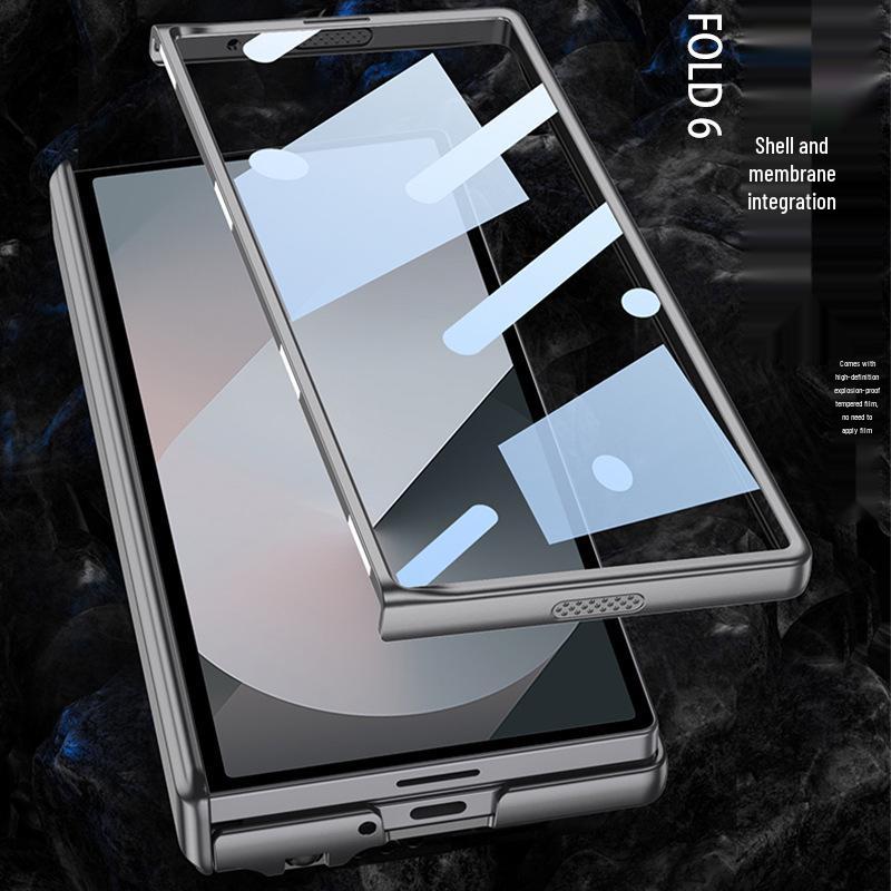 Магнитный складной чехол для телефона Samsung Z Fold6 с шарниром-переключателем и встроенным слотом для стилуса