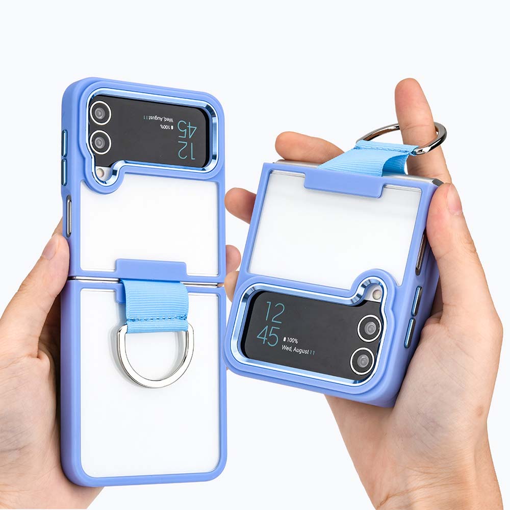 Clear Case for Samsung Galaxy Z Flip 4 Case with Ring Support Wireless Charging Shockproof Cover for Samsung Z Flip 4 5G