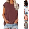 Женская мода с круглым вырезом, свободная однотонная футболка с открытыми плечами и коротким рукавом