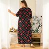 Женская ночная рубашка с короткими рукавами, ночная рубашка большого размера с цветочным принтом, свободная пижама в стиле ретро, ​​длинное платье большого размера с волнистыми точками