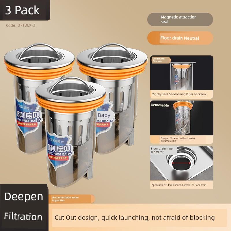 Toilet Floor Drain Odor Preventer Neutral Inner Core Toilet Insect-Proof Sewer Pipe Deodorant-Proof Handy Gadget Sealed Closed Cover