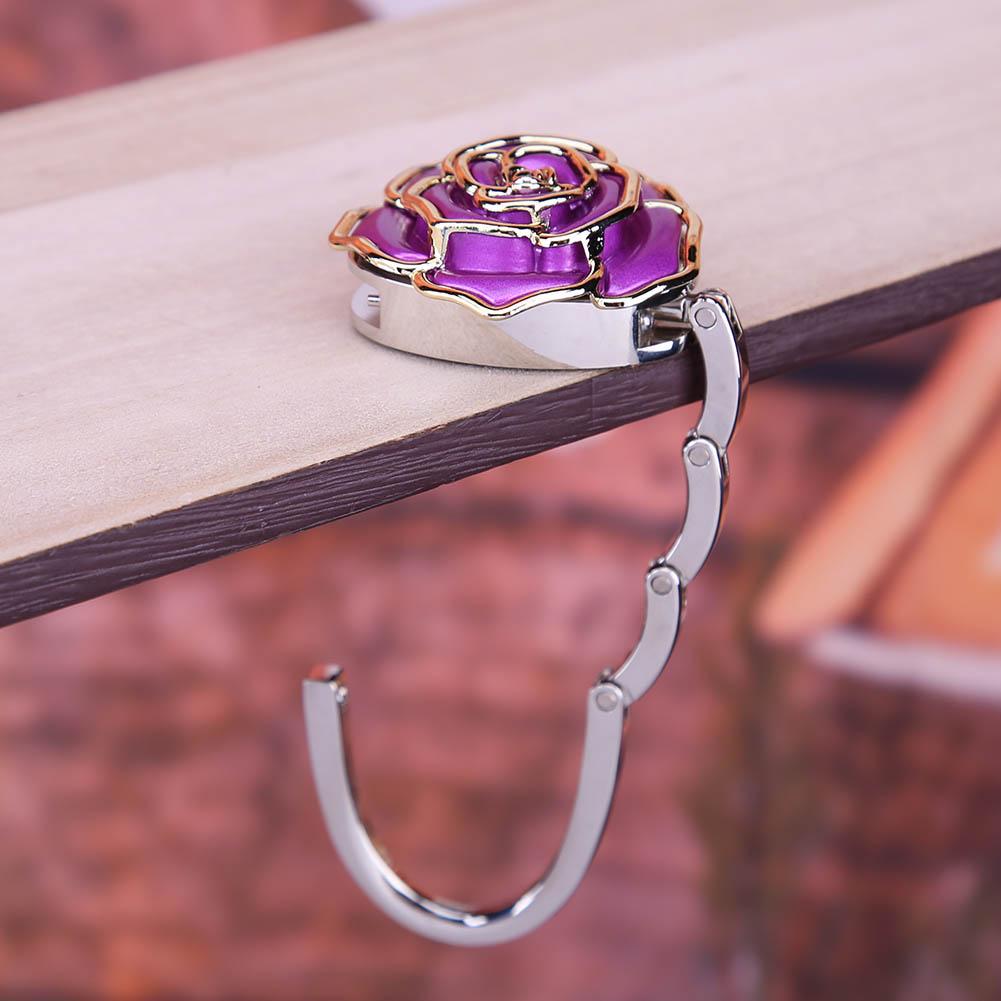 Металлическая вешалка с крючком, уникальный складной узор с розой, модный настольный крючок, 1 шт., кошелек из сплава, сумки, детали, аксессуары