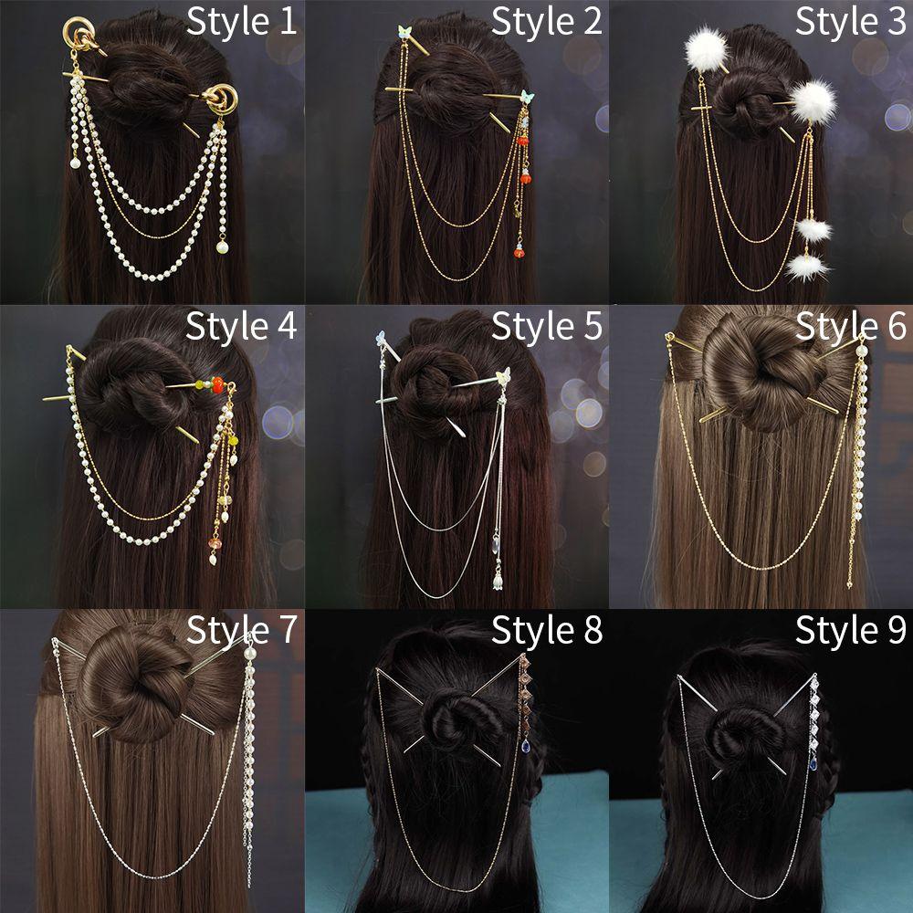 Подарочные аксессуары для волос в стиле ретро, ​​жемчужная кисточка, вилка для волос, головной убор, палочки для волос, двойные заколки для волос