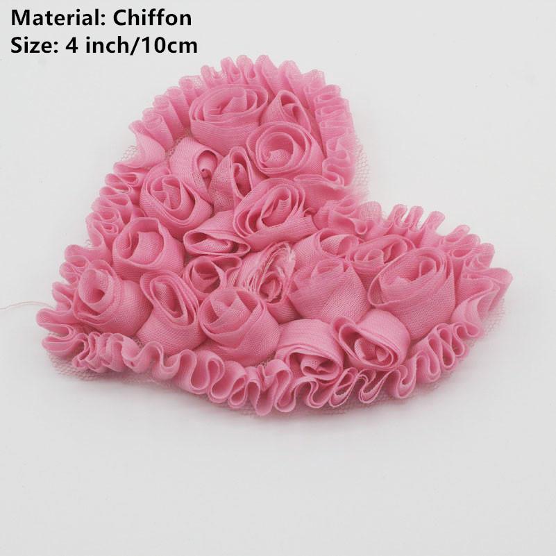20 шт. Большие шифоновые розы в форме сердца, нашивки для DIY, одежда для маленьких девочек, платье, ромпер, рубашки, швейные украшения, материалы для бантов для волос